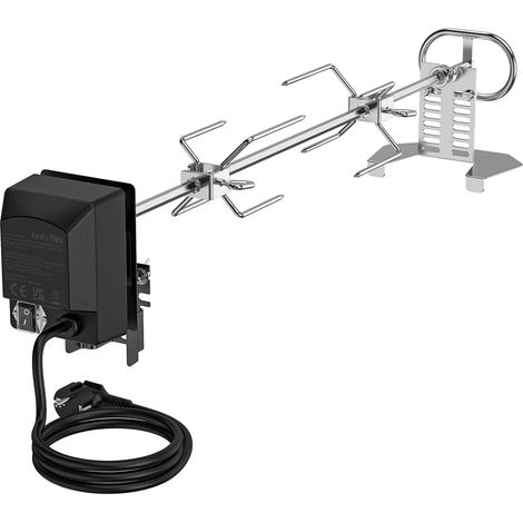 1 Kit Tournebroche 73cm Moteur Électrique Fourchettes Fer Chromé Brasero Barbecue (1/5)