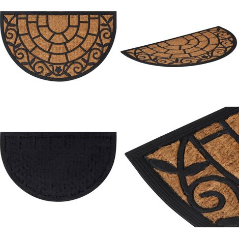 Tapis de porte demi-rond 45x75 cm caoutchouc et fibre de coco - Paillasson - Tapis D'entrée - Matelas D'entrée - Décoration Intérieure - Décor Extérieur - Home & Living (1/5)