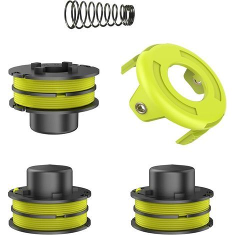 Line spools, compatible with RLT3025F/S, RLT3525S, interchangeable, original 5132002591 RAC119. (3 replacement line spools + 1 spring + 1 brushcutter cover) (1/4)