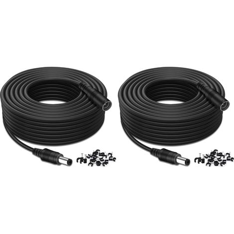 Câble Extension 12V DC - Lot de 2 - 10M Noir - Connecteur 2.1x5.5mm - Pour Caméra Surveillance (1/4)