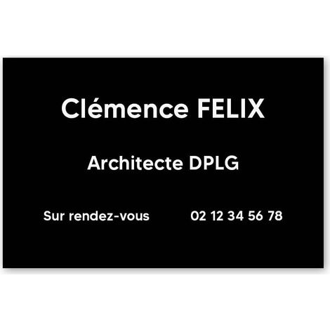 Plaque professionnelle PVC 30x20 – Gravure Personnalisée | Architectes - Noire lettres blanches (1/3)