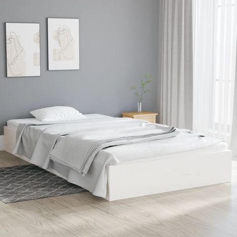 Lit adulte-100 x 200 cm, Cadre de lit, Lit Simple, Structure de lit Blanc Bois massif PDKEI82043 (1/5)