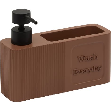 Distributeur de savon avec support éponge Marron 20x5x15 cm