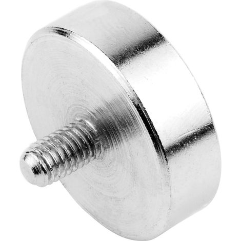 Topfmagnet (Neodymmagnet), Magnet mit Gewindezapfen M5 ø 25mm, vernickelt