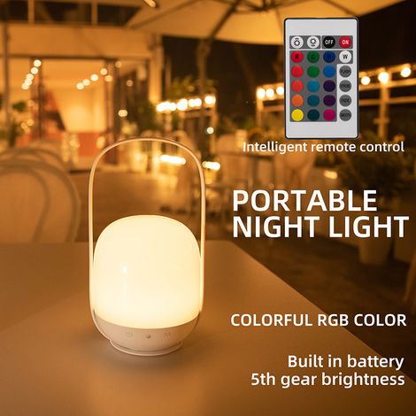 Lampada da campeggio portatile per esterni, mini telecomando, illuminazione d'atmosfera in sette colori, luce notturna da lettura per la camera da letto. (1/3)