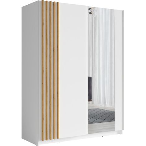 Armario 2 puertas correderas 150 cm - blanco y roble - Colección VARIA