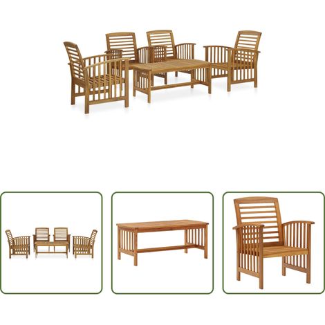 Massivholz - 5-tlg. Garten-Lounge-Set Massivholz Akazie (1/5)