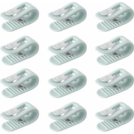 12 pinzas verdes para fundas de edredón, pinzas para fundas de edredón, sujetadores para sábanas ajustables, pinzas antideslizantes sin aguja, accesorios para ropa de cama (1/3)