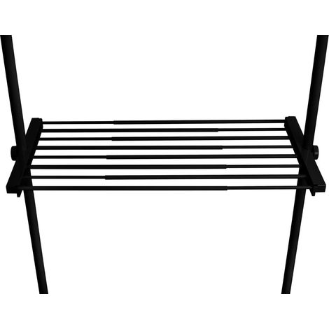 Surface de rangement téléscopique supplémentaires Rayon étagère à vêtement extensible Dressing sur mesure Supporte 20kg acier 73-120x42,5x4cm Noir (1/5)