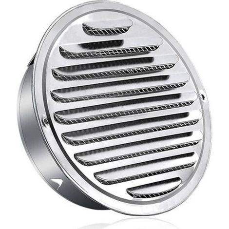 Griglia di ventilazione rotonda in acciaio inox, griglia di ventilazione in metallo da 100 mm, griglia resistente alle intemperie con zanzariera, lamelle per griglia di ventilazione Crezuo-Crezuo