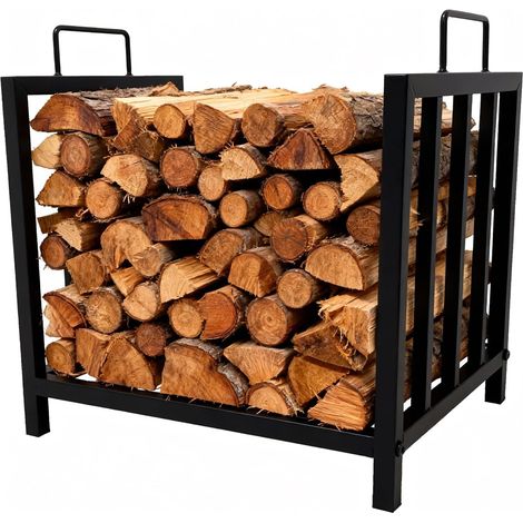 Porte-Bûches Portable 17,5 pouces en Métal Galvanisé, Support Bois de Chauffage avec Poignées, Rangement pour Cheminée et Foyer Extérieur
