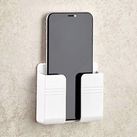 Support mural non destructif pour smartphone et téléphone portable (1 pièce, blanc) (1/3)