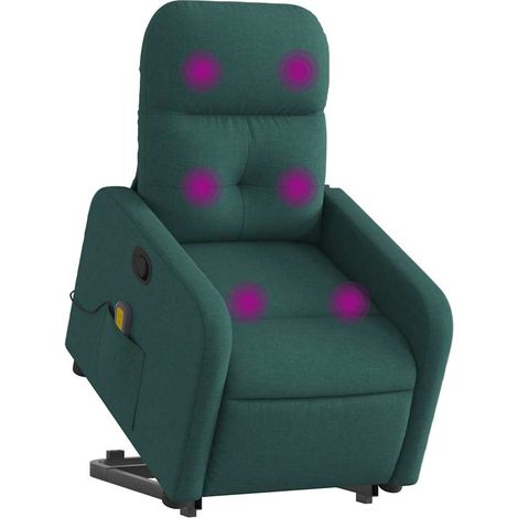 vidaXL Poltrona Alzapersona Massaggiante Verde Scuro in Tessuto (1/5)