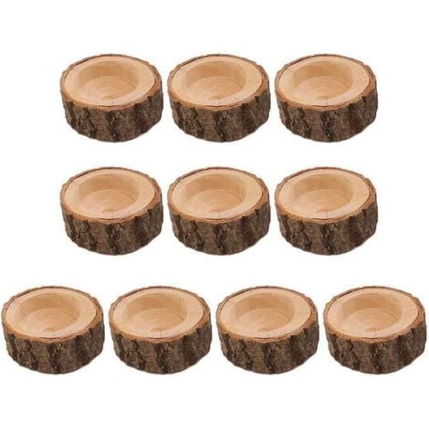 10pcs bougeoirs en bois d'écorce pour pot de fleurs, pot de fleurs, pot de fleurs, pot de fleurs, porte-bougies, support pour (1/3)