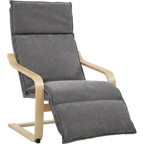 Poltrona relax a dondolo grigio scuro con poggiapiedi, imbottitura 12 cm, portata 120 kg (1/4)