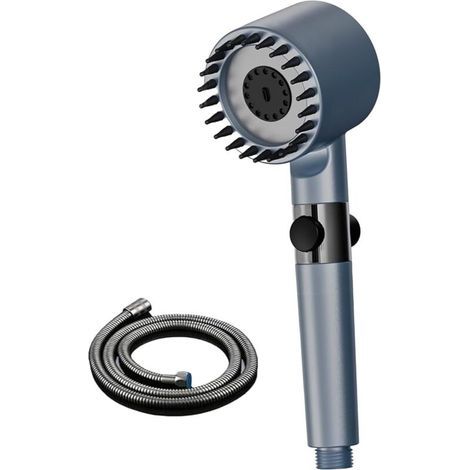 Pommeau Douche Economie Deau 4 Types de Jets Pommeau de Douche Anti Calcaire avec Tuyau Douche 1.5M (Dark blue) (1/5)