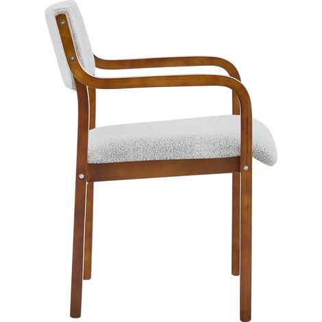 Lot de 2 chaises de salle à manger avec accoudoirs, bois courbé et tissu bouclette gris, style scandinave pour cuisine et salon CHICFURN (1/5)