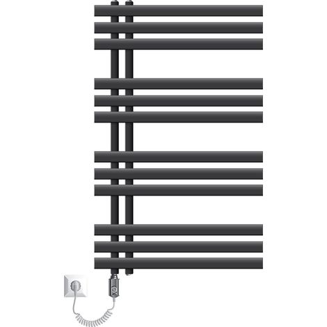 ECD Germany Iron EM Design Badheizkörper Elektrisch mit Heizstab 300 W - 600 x 1000 mm - Anthrazit - Designheizkörper Paneelheizkörper Heizkörper Handtuchwärmer Handtuchtrockner