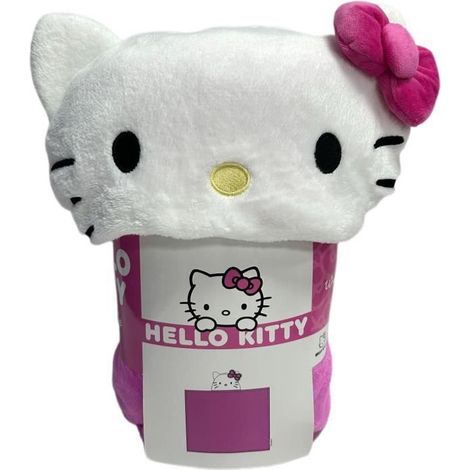 Plaid in pile con cappuccio 3D - HELLO KITTY - Rosa - 120 x 150 cm (1/4)