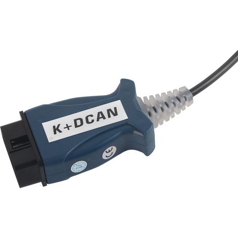 Outil de diagnostic INPA K+DCAN pour BMW FT232RL 9241 : boîtier bleu, circuit imprimé blanc, bouton-poussoir (1/5)
