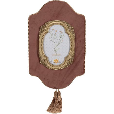Cadre photo 10x15 cm en plastique doré et fond tissu rose pour décoration murale - PANGIVO (1/3)