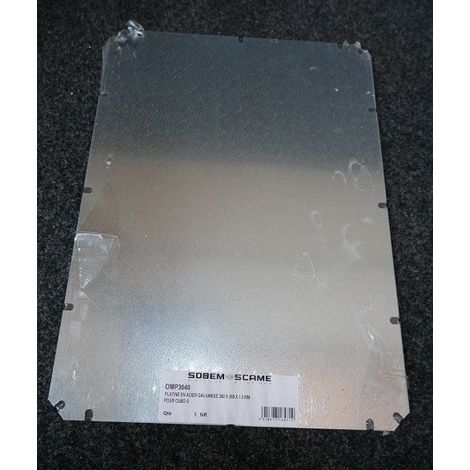 Platine de montage acier galvanisé 260x360x1.5mm pour coffret industriel CUBO O