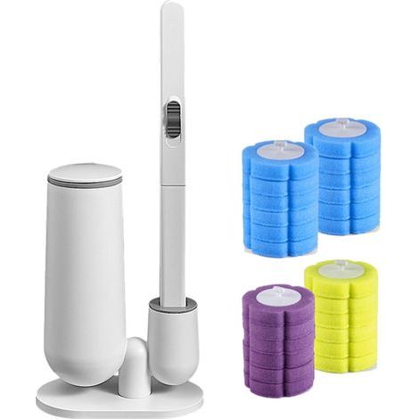 Brosse de Toilette Jetable MéNage Sans Impasse Ensemble de Brosse de Nettoyage de Toilette Toilette Toilette Nettoyage Artefact Pas Mains Sales (1/3)