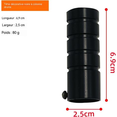 Tête décorative de tringle à rideaux romaine en fer forgé, style colonne droite noire, accessoires pour tringle à rideaux. (1/4)
