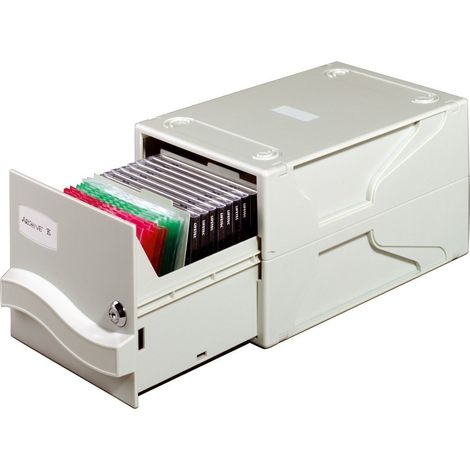 Durable 525610 - Multimedia Box I, Cassettiera per Archiviare 26 CD/DVD con Custodia o 136 Dischi da 3.5, 5 Divisori, 195 x 165 x 325 mm, Grigio