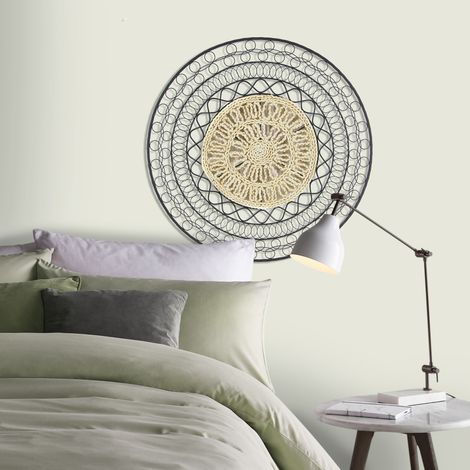 Mandala métal et rotin rond 76 x 76cm Noir, marron (1/4)