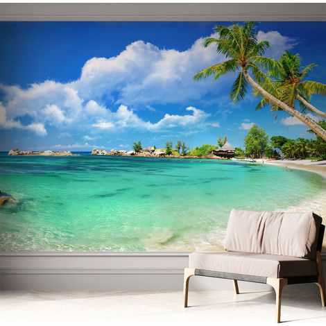 Papier peint autocollant adhésif décoratif avec motifs pour salon et chambre a motif Paradis tropical 312x219 cm (1/5)