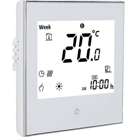 Thermostat électrique programmable avec écran tactile LCD, boîtier PC et ABS, blanc, 95-240 V CA