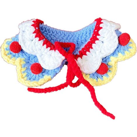 Écharpe de noël pour animaux de compagnie, tricotée à la main, chaude et confortable, pour chien, chat, chiot, bleu, Double collier S (1/5)