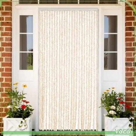 377344 Rideau anti-mouches beige et blanc 100x220 cm chenille (1/5)