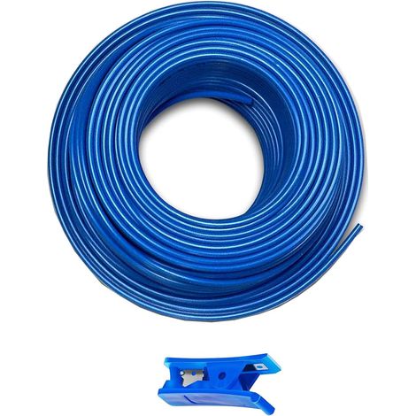 Universal 50m Blue Water Line Connection Kit for Osmosis Refrigerator Water Supply Pipe Fitting Water Filter Fitting (1/4") + Pipe Cutter (1/5)