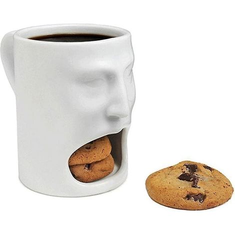 Mug à café avec porte-biscuits ou porte-sachets de thé en céramique, idéal pour le petit-déjeuner ou le thé. (1/5)