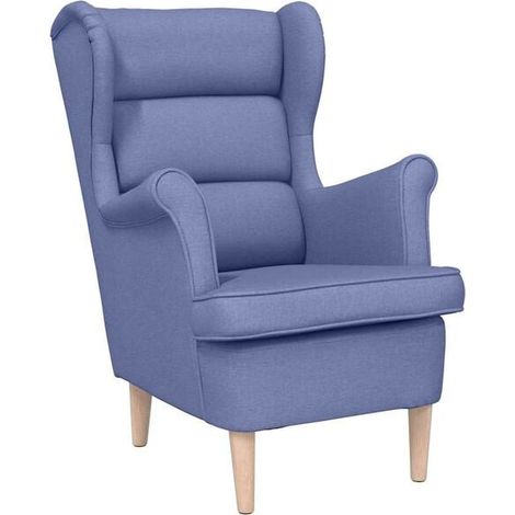 Fauteuil bleu denim, dimensions 74 x 84 x 100 cm, tissu (1/5)