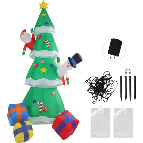 Arbre de noël gonflable à 15led, décor de cour gonflable avec coffrets cadeaux pour l'extérieur et l'intérieur, prise US 100-240V (1/5)
