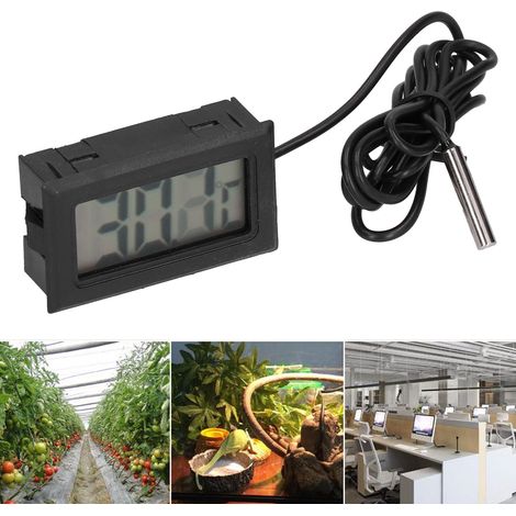 Thermomètre numérique miniature TS-806 à grand écran LCD pour usage domestique, thermomètre électronique pour réfrigérateurs et congélateurs, avec sonde externe (1/5)