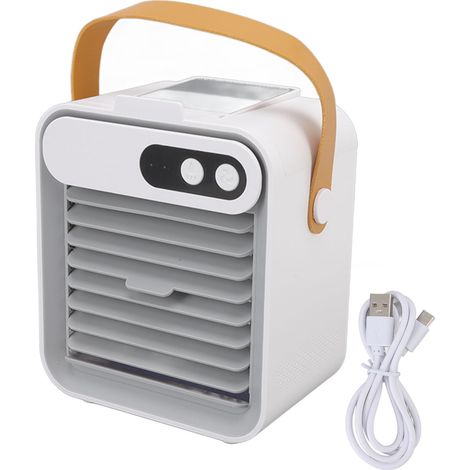 Mini condizionatore da tavolo – 3 velocità – multifunzionale – flusso d'aria potente – supporto per telefono e specchio – bianco