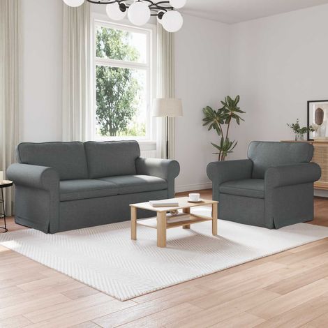 Juego de Sofá 2 pcs Gris oscuro 175 x 82 x 80 cm tela