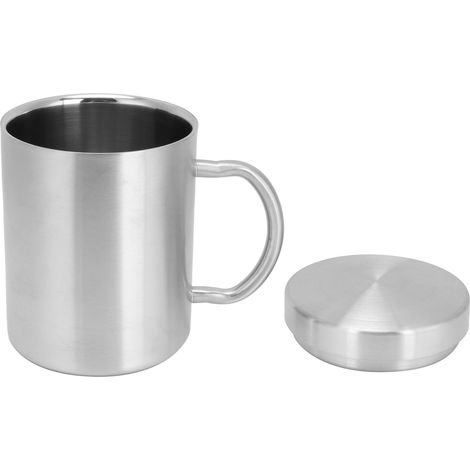 Gobelet en acier inoxydable avec couvercle et poignée, double paroi isolante, tasse à bière 400 ml pour maison été (1/5)
