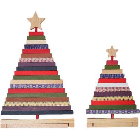 Figurines de sapin de Noël en bois - Décorations festives pour la maison et le bureau (1/5)