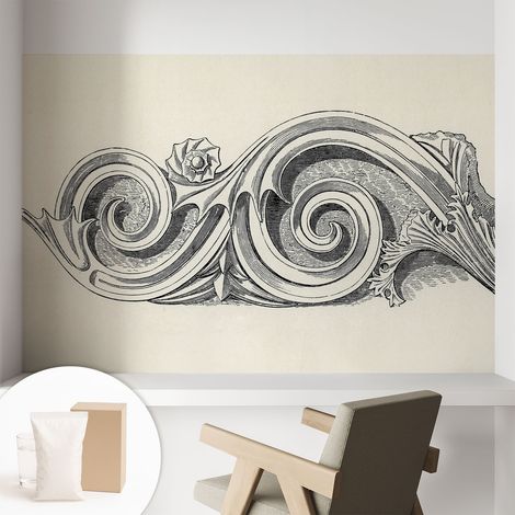 Papier peint intissé mural installation rapide du papier peint durable et résistante - Colle incluse gratuite Ornement végétal 104x70 cm (1/5)