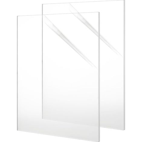 Lot de 2 plaques en verre acrylique, 30 x 20 cm, verre acrylique transparent de 4 mm, plaque en plastique pour découpe laser, cadre photo, exposition de projet, présentoir de table (1/5)