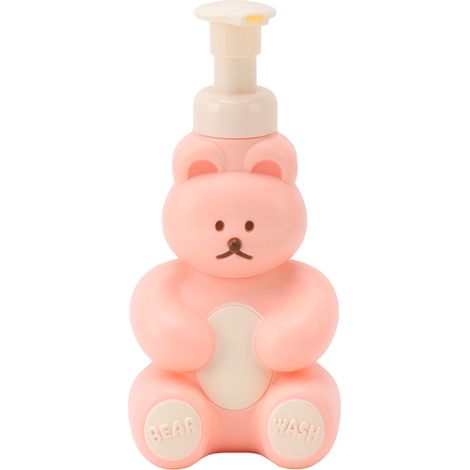 Flacon distributeur vide de savon liquide pour les mains, shampoing et après-shampoing, flacon pompe pour le lavage des mains, en forme d'ourson rose, grand format. (1/5)