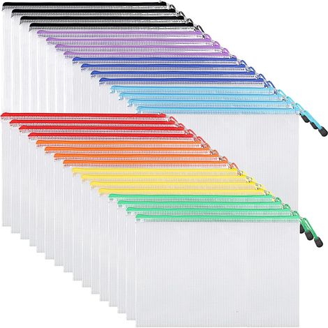 Bolsas Con Cierre - Malla PVC - Formato A4 - 32 Unidades - 8 Colores (1/5)