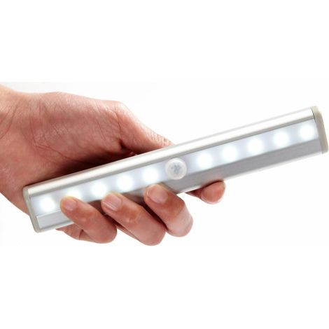 MINKUROW 10 Led Pir Sensore Di Movimento Luce Per Armadio Sotto La Luce Dell'armadio, Striscia Luminosa Per Armadio Alimentata A Batteria Wireless Con Base Magnetica A Bastoncino, Luce Notturna Per Sc (1/5)
