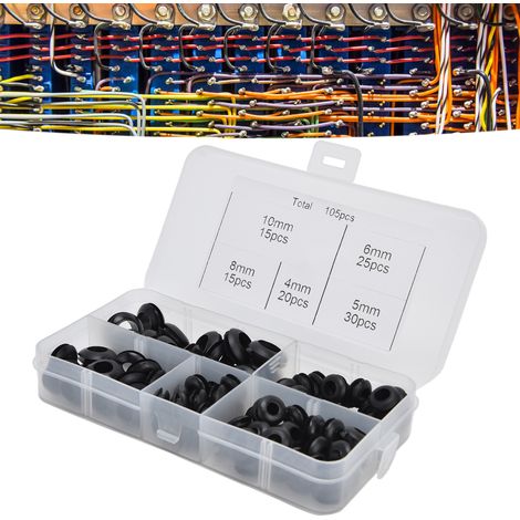 Kit de 105 pièces assorties en caoutchouc pour étanchéité électrique et plomberie, joints et anneaux de protection (1/5)
