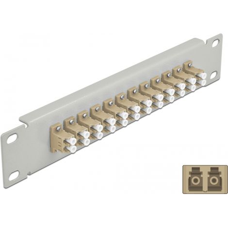 Delock 10 panel de conexiÓn fo 12 puertos lc duplex beige 1 u gris